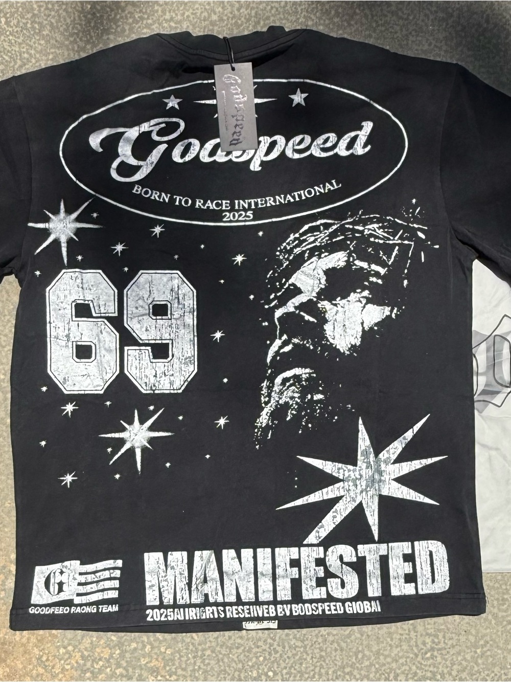 Black Graphic Crewneck Shirt - 'Manifested'